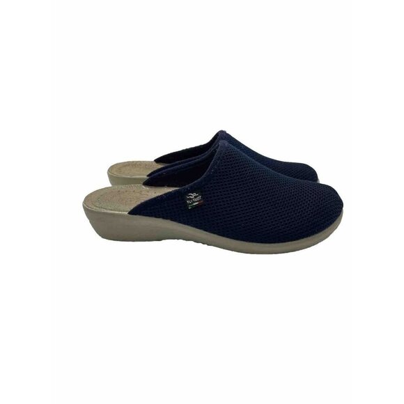 Fly Flot Mules Blue Mesh Clogs Leather Anatomic Anti Shock EU 40 Clogs Womens 9 - Picture 1 of 7